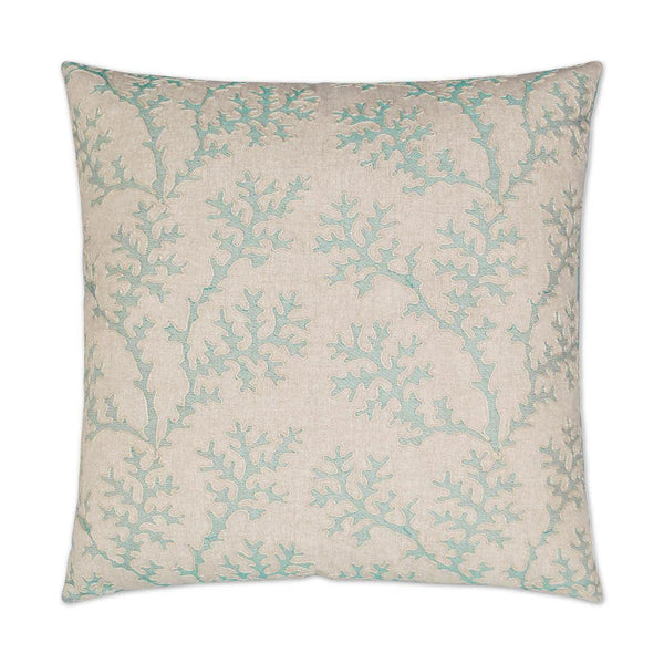 Coral Gardens Aqua Grey Throw Pillow With Insert Throw Pillows LOOMLAN By D.V. Kap