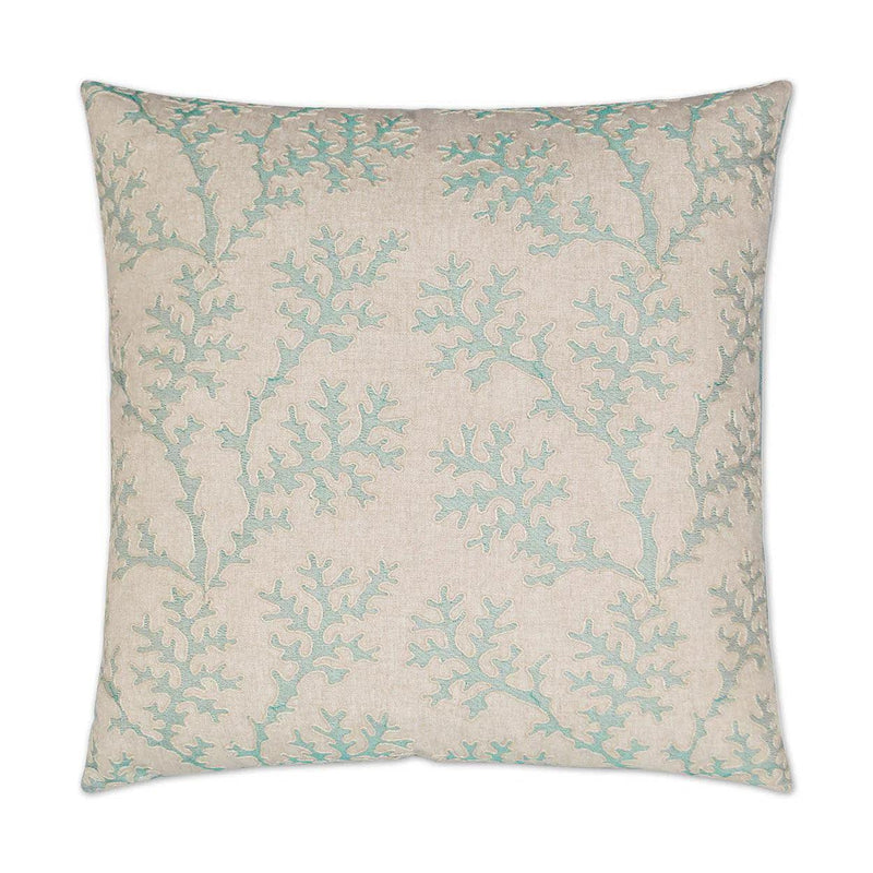 Coral Gardens Aqua Grey Throw Pillow With Insert Throw Pillows LOOMLAN By D.V. Kap