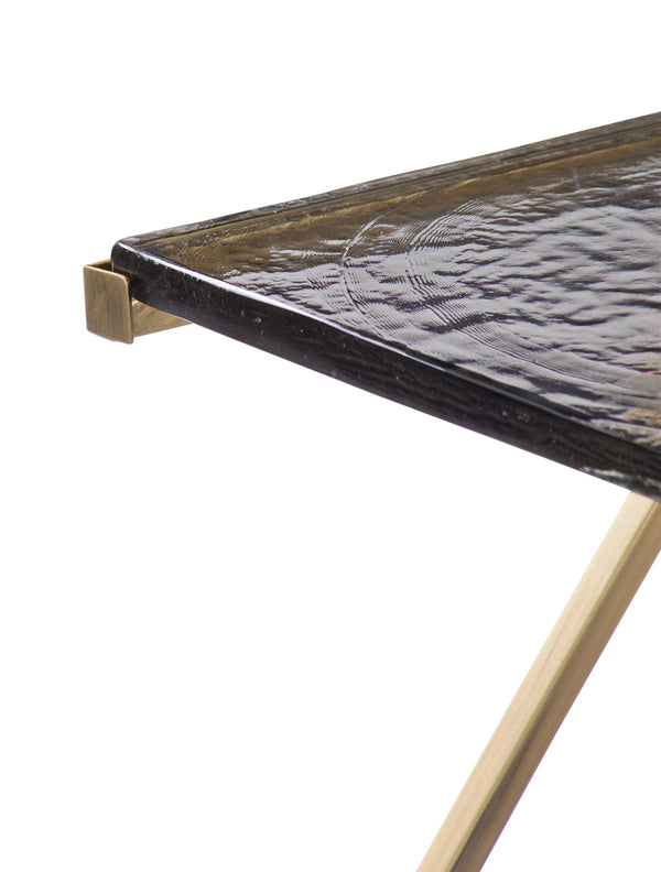 Corina Metal and Cast Glass Square Scatter Table Side Tables LOOMLAN By Bassett Mirror