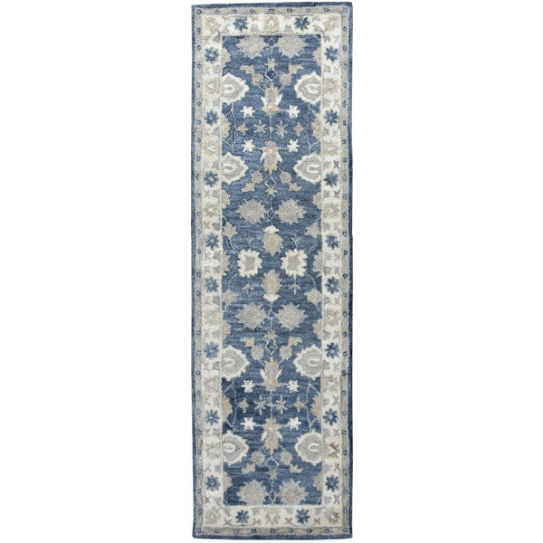 Cors Wool Blue Hallway Kitchen Runner Rug Area Rugs LOOMLAN By LOOMLAN