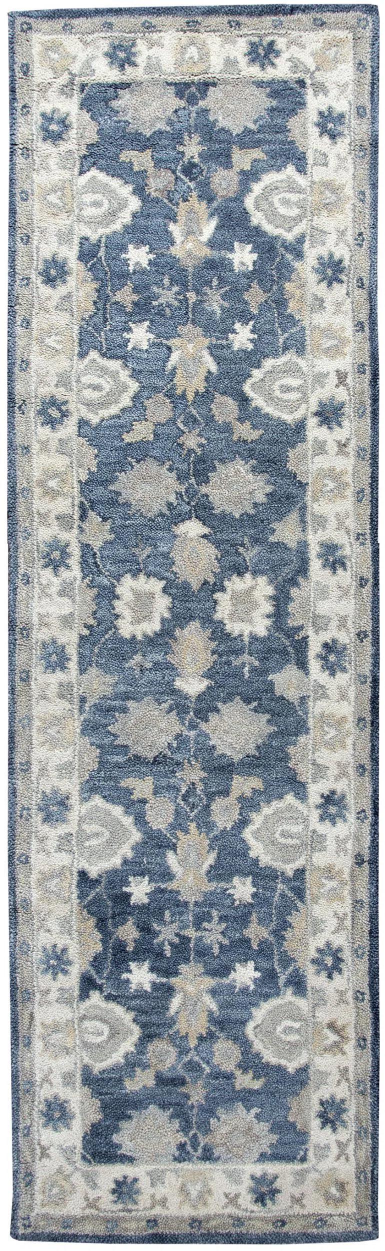 Cors Wool Blue Hallway Kitchen Runner Rug Area Rugs LOOMLAN By LOOMLAN