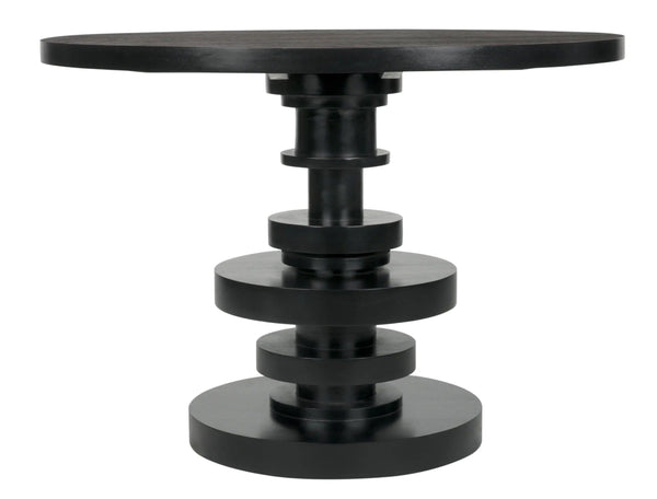 Corum Wood Black Round Dining Table Dining Tables LOOMLAN By Noir