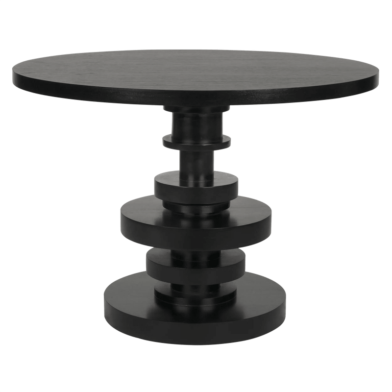 Corum Wood Black Round Dining Table Dining Tables LOOMLAN By Noir