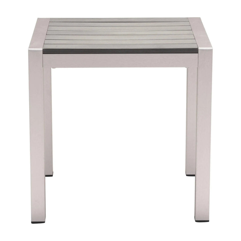 Cosmopolitan Side Table Brushed Aluminum Outdoor Side Tables LOOMLAN By Zuo Modern