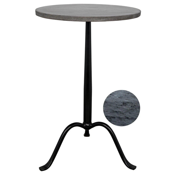 Cosmopolitan Steel and Marble Grey Round Side Table Side Tables LOOMLAN By Noir