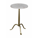 Cosmopolitan Steel and Marble White Round Side Table Side Tables LOOMLAN By Noir