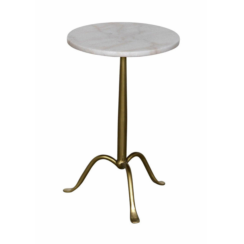 Cosmopolitan Steel and Marble White Round Side Table Side Tables LOOMLAN By Noir