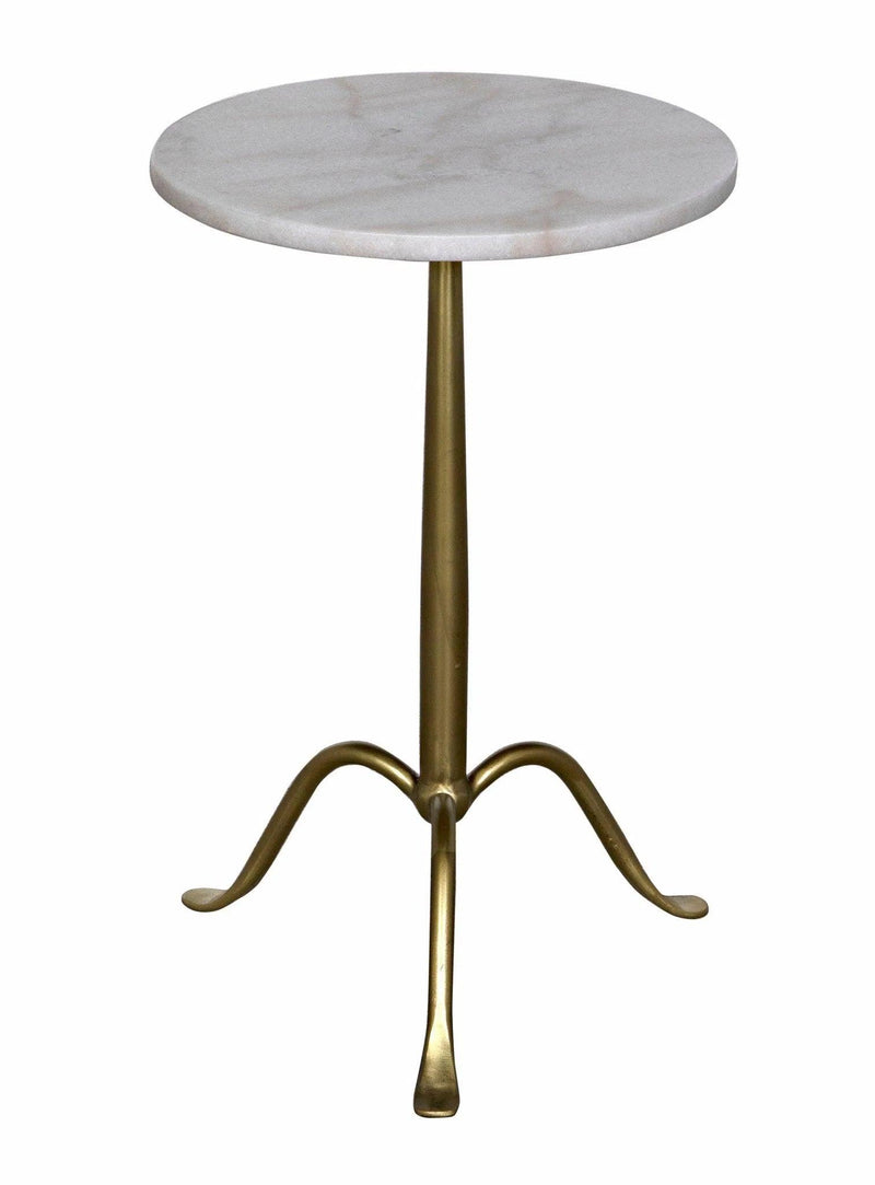 Cosmopolitan Steel and Marble White Round Side Table Side Tables LOOMLAN By Noir