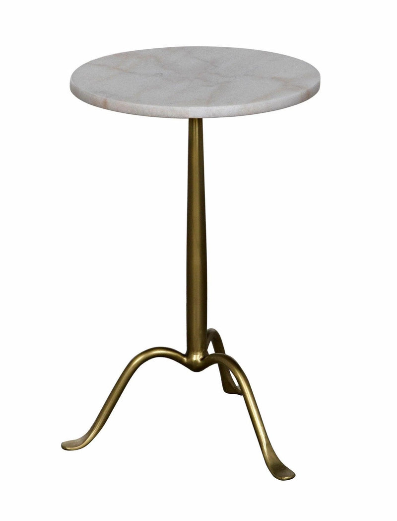 Cosmopolitan Steel and Marble White Round Side Table Side Tables LOOMLAN By Noir