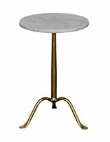 Cosmopolitan Steel and Marble White Round Side Table Side Tables LOOMLAN By Noir