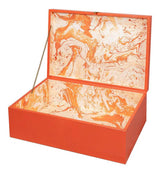 Cosmos Leather and Mdf Orange Nesting Boxes Set of 3 Boxes & Bowls LOOMLAN By Sarreid