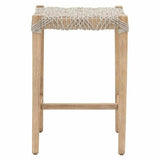 Costa Backless Counter Stool Taupe & White Rope Mahogany Wood Counter Stools LOOMLAN By Essentials For Living