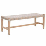 Costa Bench Taupe & White Flat Rope Natural Gray Mahogany Dining Benches LOOMLAN By Essentials For Living