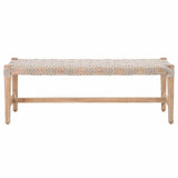 Costa Bench Taupe & White Flat Rope Natural Gray Mahogany Dining Benches LOOMLAN By Essentials For Living