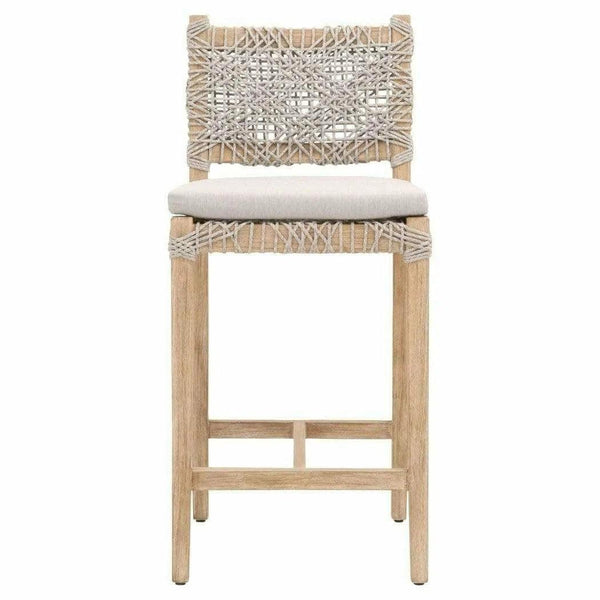 Costa Counter Stool Taupe & White Rope Mahogany Wood Counter Stools LOOMLAN By Essentials For Living