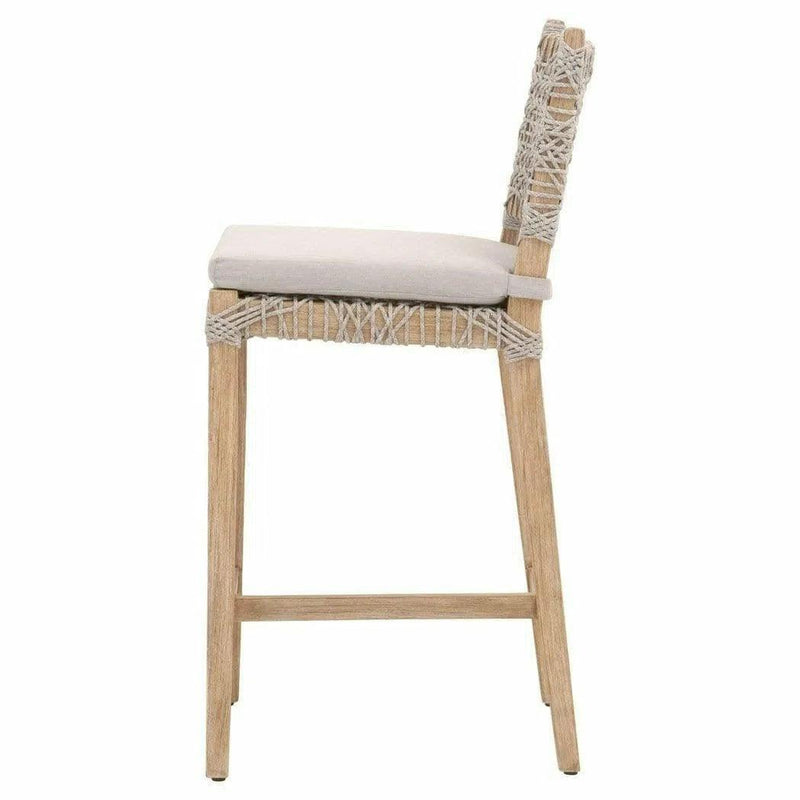 Costa Counter Stool Taupe & White Rope Mahogany Wood Counter Stools LOOMLAN By Essentials For Living