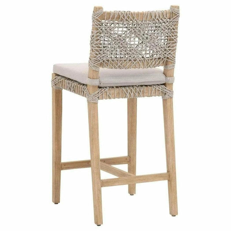 Costa Counter Stool Taupe & White Rope Mahogany Wood Counter Stools LOOMLAN By Essentials For Living