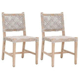 Costa Dining Chair Set of 2 Taupe & White Rope Mahogany Wood Dining Chairs LOOMLAN By Essentials For Living