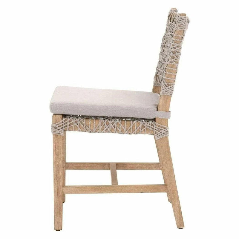 Costa Dining Chair Set of 2 Taupe & White Rope Mahogany Wood Dining Chairs LOOMLAN By Essentials For Living