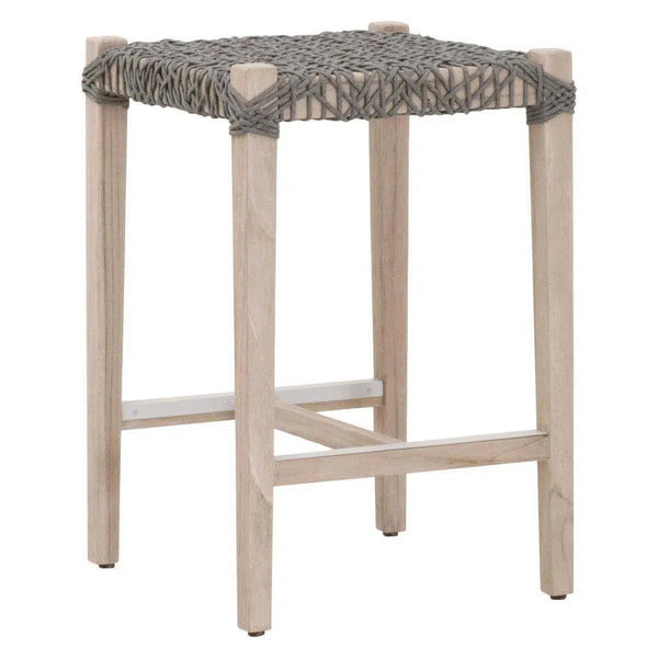 Costa Outdoor Counter Stool Teak Wood Performance Rope Outdoor Counter Stools LOOMLAN By Essentials For Living