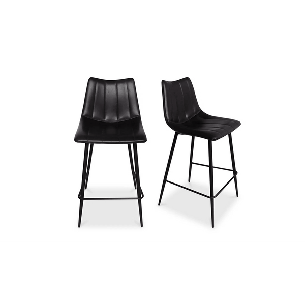 Counter Stool Matte Black (Set of 2) Black Contemporary Counter Stools LOOMLAN By Moe's Home