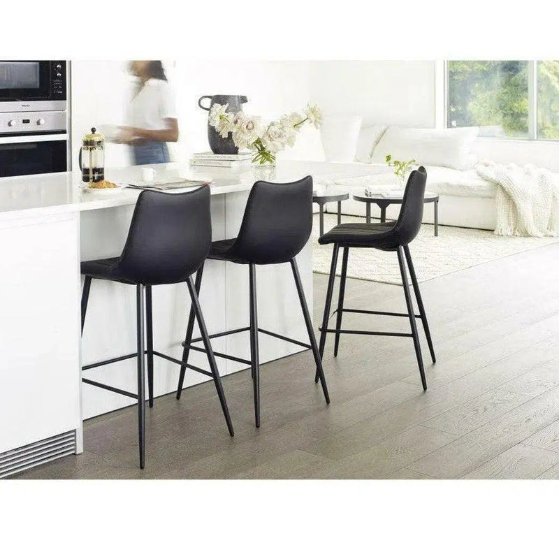 Counter Stool Matte Black (Set of 2) Black Contemporary Counter Stools LOOMLAN By Moe's Home