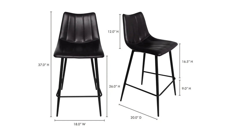 Counter Stool Matte Black (Set of 2) Black Contemporary Counter Stools LOOMLAN By Moe's Home