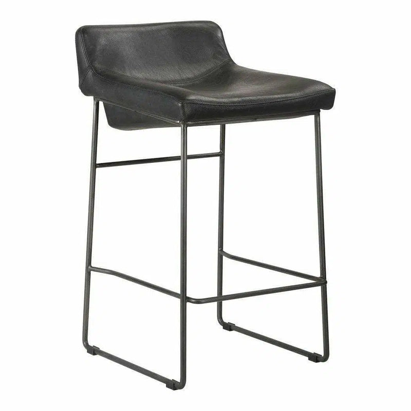 Counter Stool Onyx Black Leather Black Contemporary Counter Stools LOOMLAN By Moe's Home