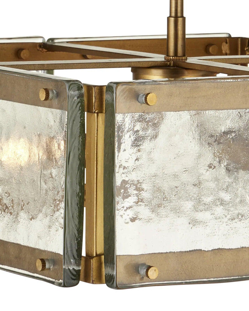 Countervail Metal and Glass Gold Square Semi-Flush Mount Flush Mounts LOOMLAN By Currey & Co