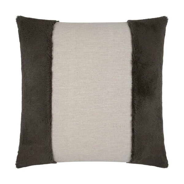 Courchevel Grey Brown Faux Fur Grey Large Throw Pillow With Insert Throw Pillows LOOMLAN By D.V. Kap