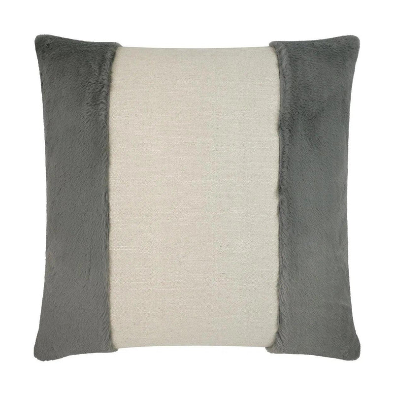 Courchevel Steel Faux Fur Grey Large Throw Pillow With Insert Throw Pillows LOOMLAN By D.V. Kap