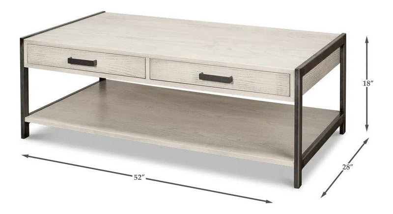 Covet Cocktail Coffee Table With Drawers and Storage Shelf Coffee Tables LOOMLAN By Sarreid