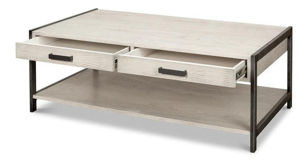 Covet Cocktail Coffee Table With Drawers and Storage Shelf Coffee Tables LOOMLAN By Sarreid