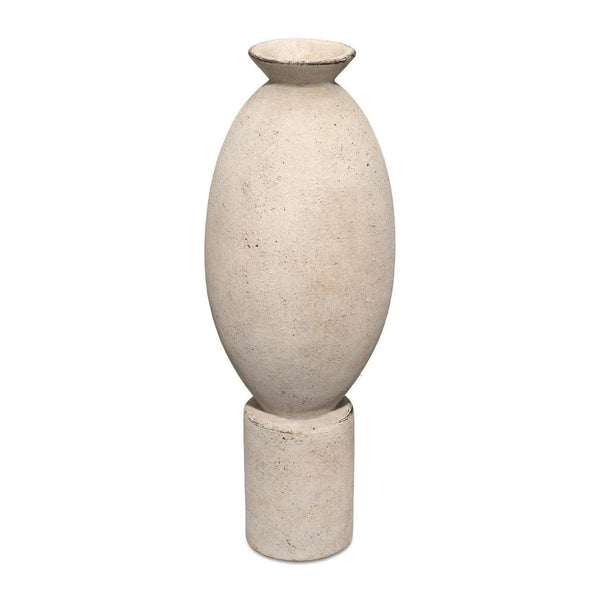 Cream Ceramic Elevated Decorative Vase Vases & Jars LOOMLAN By Jamie Young