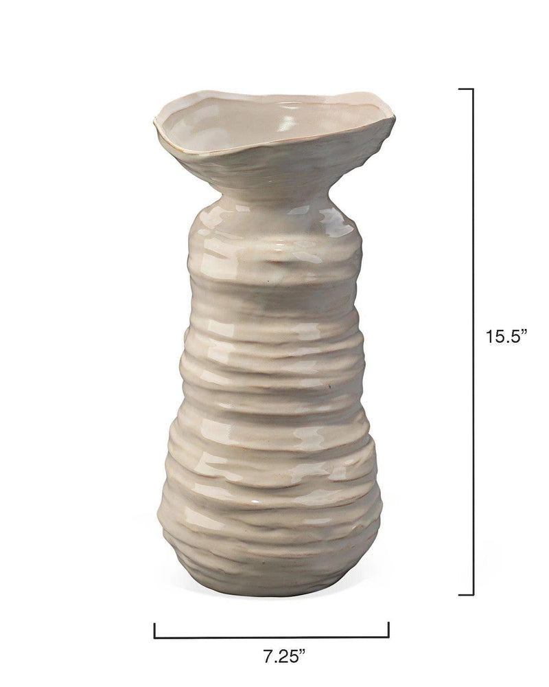 Cream Ceramic Marine Coastal Decor Decorative Large Vase Vases & Jars LOOMLAN By Jamie Young