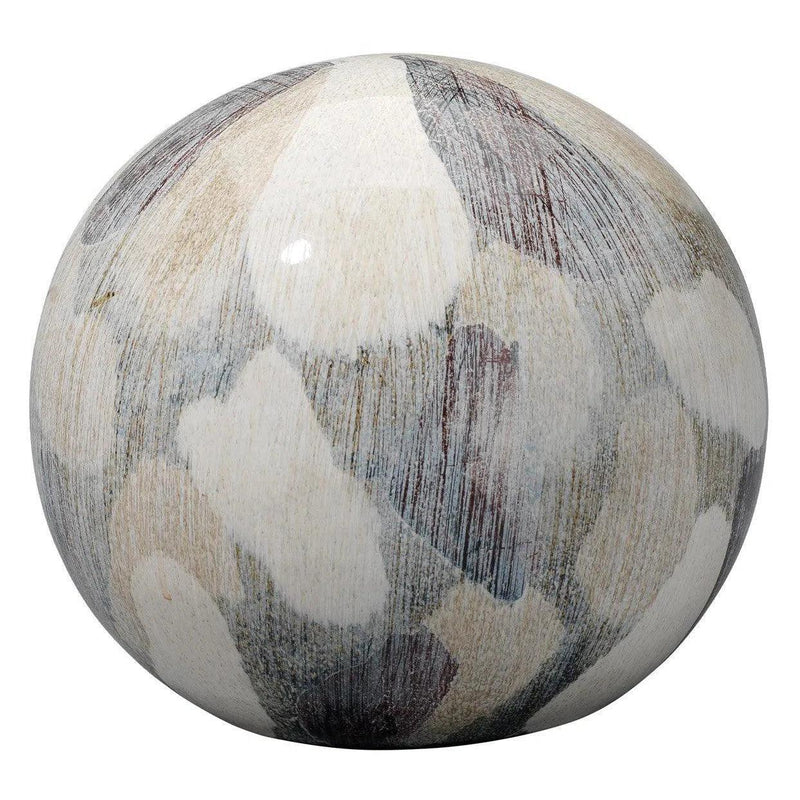 Cream Ceramic Painted Sphere Coastal Decor - Large Statues & Sculptures LOOMLAN By Jamie Young