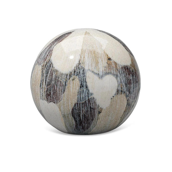 Cream Ceramic Painted Sphere Coastal Decor - Small Statues & Sculptures LOOMLAN By Jamie Young