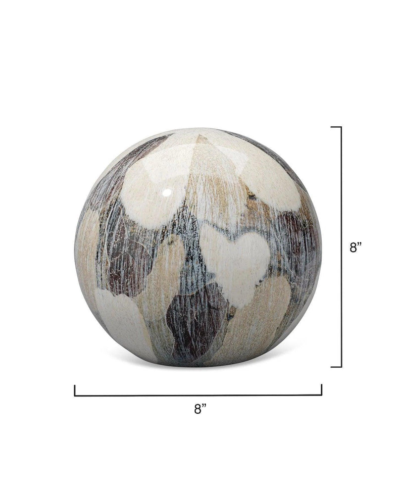 Cream Ceramic Painted Sphere Coastal Decor - Small Statues & Sculptures LOOMLAN By Jamie Young