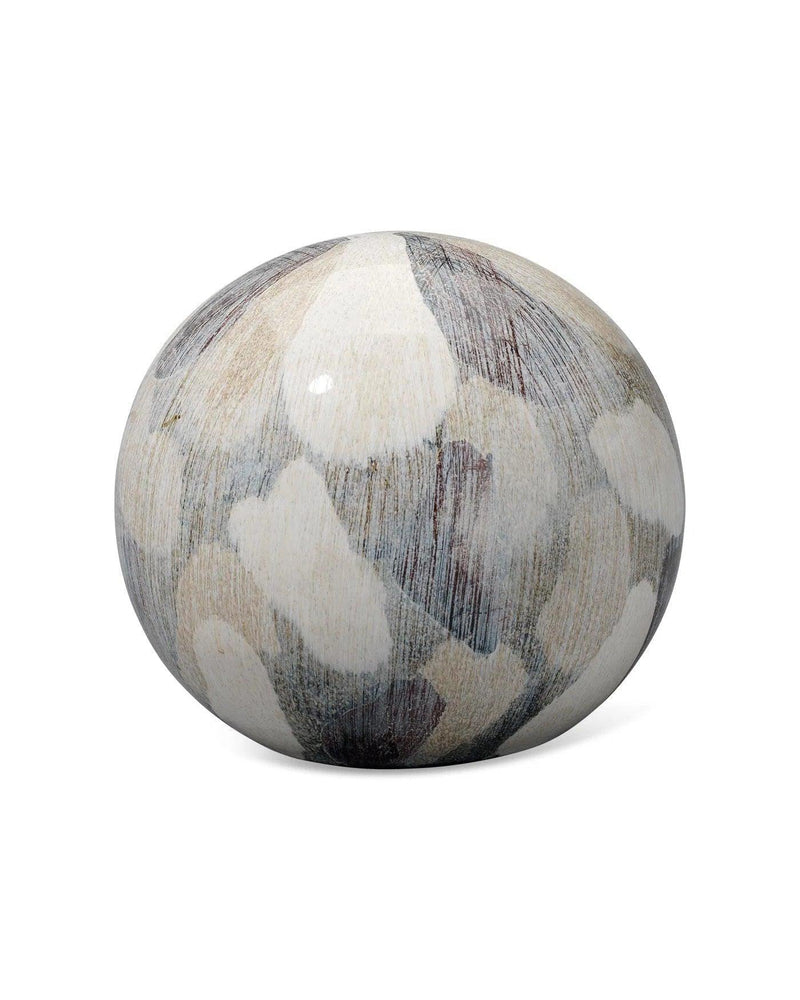 Cream Ceramic Painted Sphere Coastal Decor - Small Statues & Sculptures LOOMLAN By Jamie Young