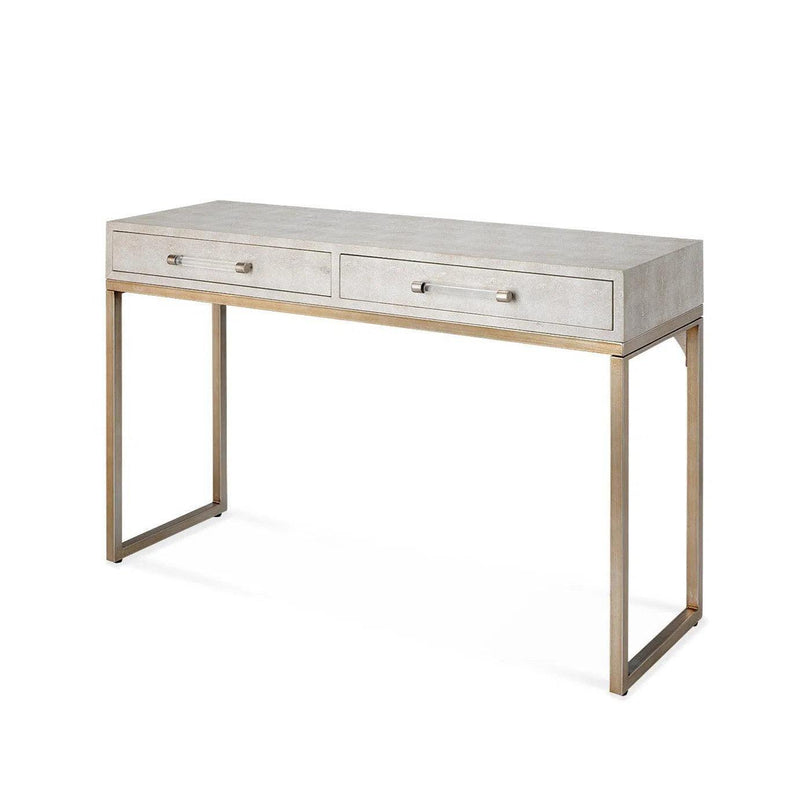 Cream Faux Patterned Leather Iron Kain Console Console Tables LOOMLAN By Jamie Young