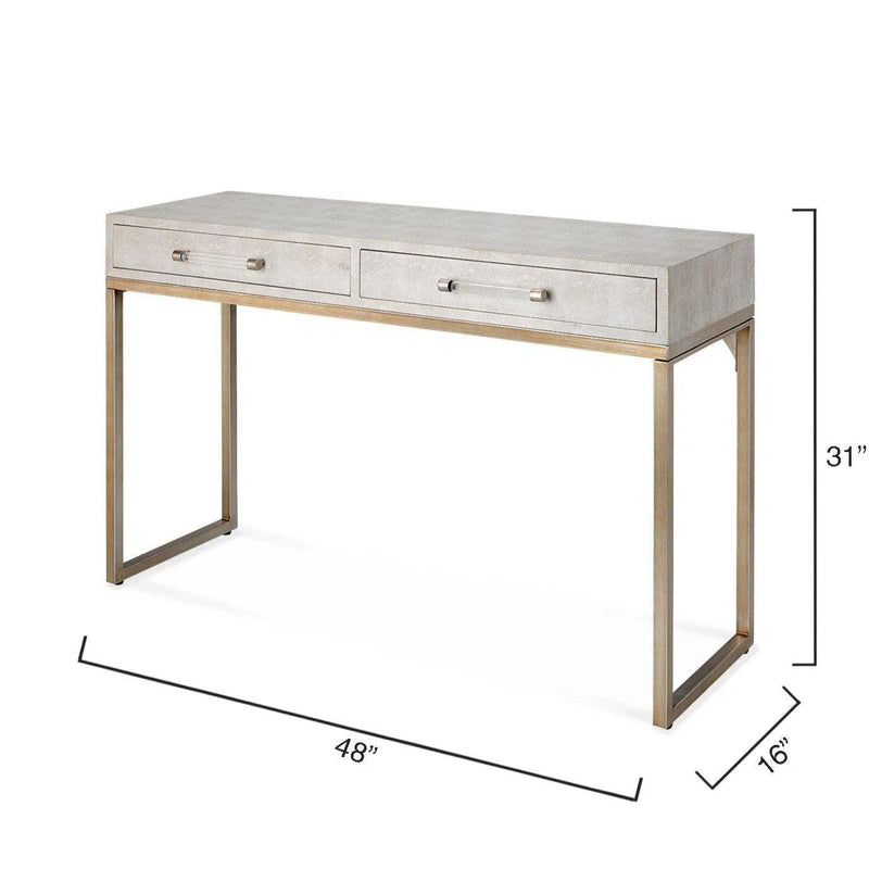 Cream Faux Patterned Leather Iron Kain Console Console Tables LOOMLAN By Jamie Young