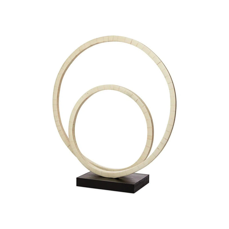 Cream Iron Resin Helix Double Ring Sculpture Statues & Sculptures LOOMLAN By Jamie Young