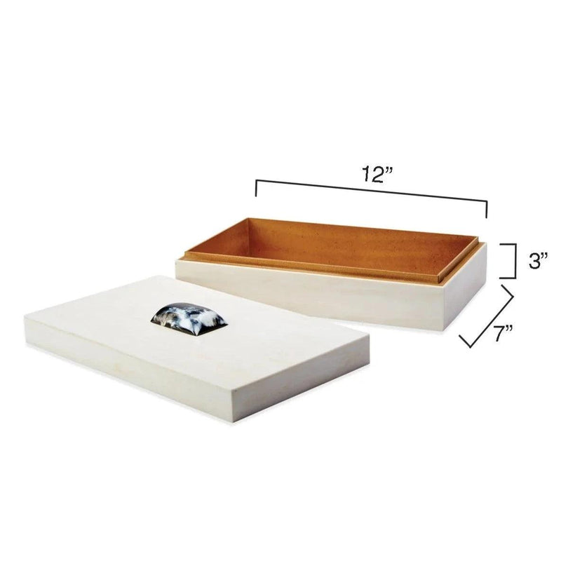 Cream Resin on Horn Constantine Large Rectangle Box Boxes & Bowls LOOMLAN By Jamie Young