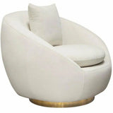 Cream Velvet Swivel Accent Chair Gold Accent Band Club Chairs LOOMLAN By Diamond Sofa