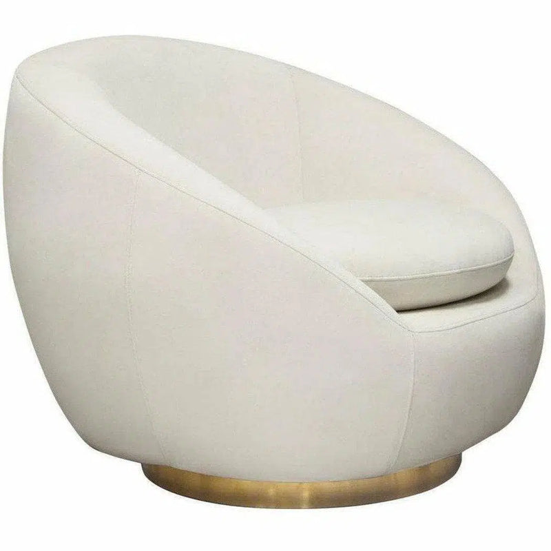 Cream Velvet Swivel Accent Chair Gold Accent Band Club Chairs LOOMLAN By Diamond Sofa