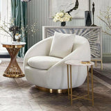 Cream Velvet Swivel Accent Chair Gold Accent Band Club Chairs LOOMLAN By Diamond Sofa