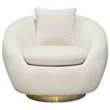 Cream Velvet Swivel Accent Chair Gold Accent Band Club Chairs LOOMLAN By Diamond Sofa