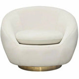 Cream Velvet Swivel Accent Chair Gold Accent Band Club Chairs LOOMLAN By Diamond Sofa