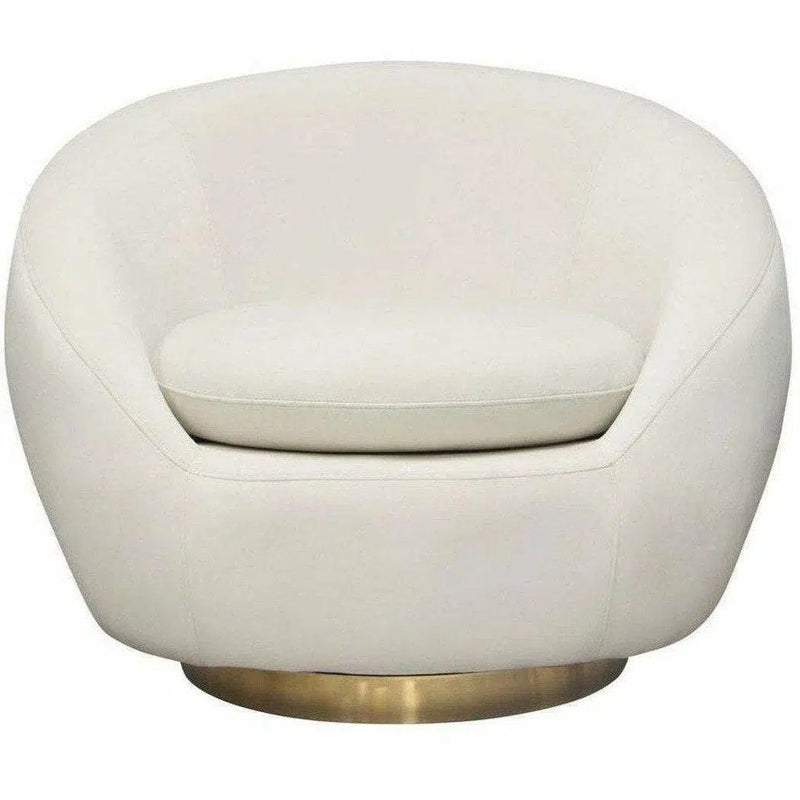 Cream Velvet Swivel Accent Chair Gold Accent Band Club Chairs LOOMLAN By Diamond Sofa