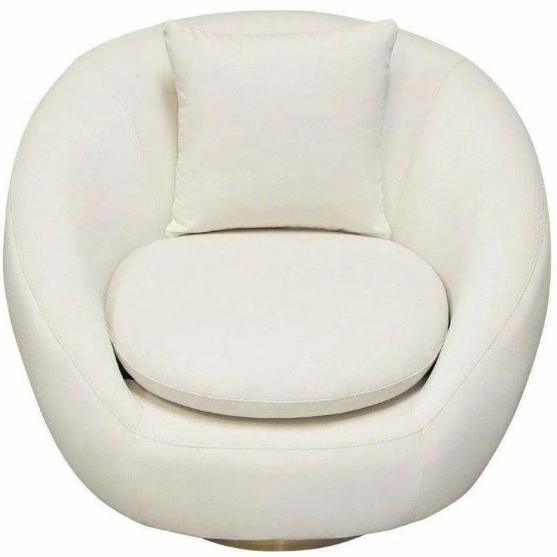 Cream Velvet Swivel Accent Chair Gold Accent Band Club Chairs LOOMLAN By Diamond Sofa